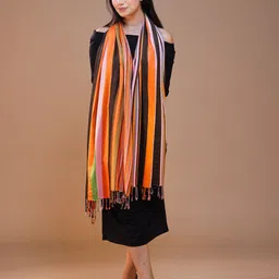 SWI Stylish Women Striped Printed Woolen Stole image 4