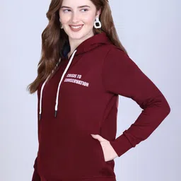 Divine Girl Women Hooded Typography Printed Straight Pullover Sweatshirt image 3