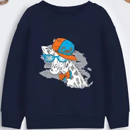 yk Kids Cool Giraffe Print Sweatshirt, Navy Blue Cotton Pullover, Long Sleeve-picture-10