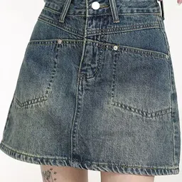 stylecast LULU & SKY Washed Cotton A-Line Front-Slit Mini Skirt-picture-25