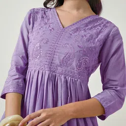 Soch Women Cotton Embroidered Fit & Flare Mini Dress image 2