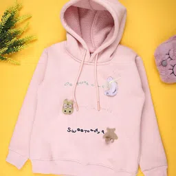 V-Mart Girls Embroidered Self Design Hooded Long Sleeves Sweatshirt-image-71