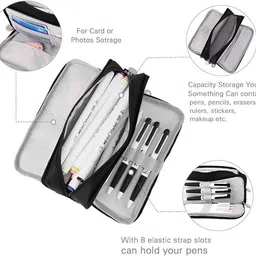 trexee Large Capacity Pencil Pouch with 3 Compartment Stationery Oxford Pencil Case College High School Supplies Cute Pen Pouch Korean Bag Stationery Bag Art Canvas Pencil Box image 3