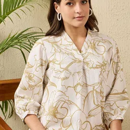 The Roadster Lifestyle Co Printed V-Neck Top image 4