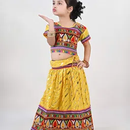 ahhaaaa Girls Embroidered Mirror Work Ready to Wear Lehenga & Blouse With Dupatta image 4