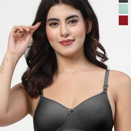 LILY Women Pack Of 3 Solid Full Coverage Non Padded Non-Wired Regular T-shirt Bra-picture-12
