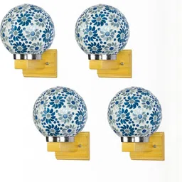 1ST TIME Blue & White Set of 4 Textured Glass Spherical Shaped Wall Lamp-picture-37
