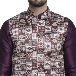 b ben Men Pure Silk Kurta Pyjama Ethnic Jacket Set image 4