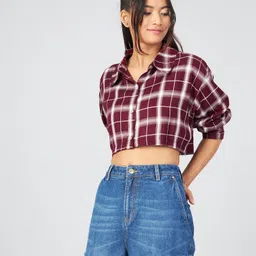 chimpaaanzee Women Regular Fit Checkered Spread Collar Casual Shirt-picture-17