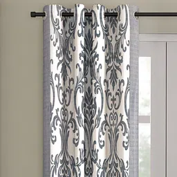 cortina Grey Traditional Polyester 9 Ft Semisheer Eyelet Door Curtains (Set of 2) image 2