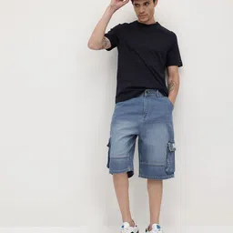 roadster Tie & Dye Men Blue Cargo Shorts image 4