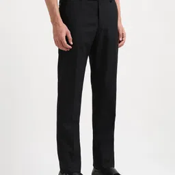 arrow Men Tapered Black Polyester Trousers image 2