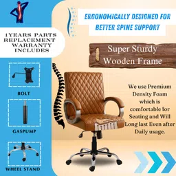 newturn BETA mid-Back Work form home/office Chair with 2 Yrs Prts replc. wrty Leatherette Office Adjustable Arm Chair image 5