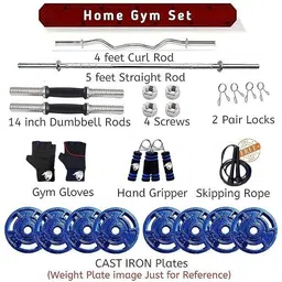 bullar 10 kg Cast Iron Home Gym Set 4 Ft,5 Ft Weight Lifting Rod, Dumbbell Rods & Accessories Home Gym Combo image 2
