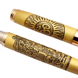 ledos Lord Shri Ganesh Ji & Om Special Edition Golden Arrow Clip Roller Ball Pen image 4