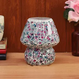 foziq Tokyo Multicolour Glass Shade Table Lamp With Glass Base image 2