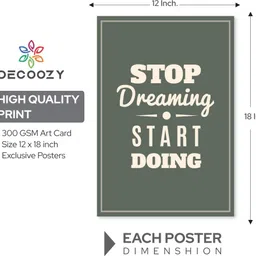 decoozy Motivational Quote Poster | Home Office Café Gym Bedroom | Student Success & Workout Decor 12 x 18 Inch Pack of 6 Paper Print image 5