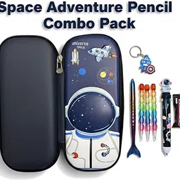 k3nterprises Space Adventure Pencil Combo with Galaxy Pens & Astronaut Pencil Case "Space Adventure", Astronaut Art EVA Pencil Box-picture-32