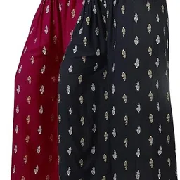 achintya enterprises Pack of 2 Women Regular Fit Black, Maroon Viscose Rayon Trousers-picture-15