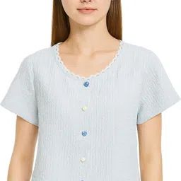 icw Casual Regular Sleeves Solid Women Light Blue Top image 1