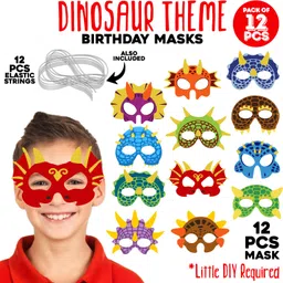 zyozi 12 Packs Dinosaur Masks Party Supplies Felt and Elastic for Kid Dinosaur Masks Party Mask image 2