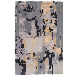 Buy Grey Wool and Viscose Abstract 4 x 6 Feet Hand Tufted Carpet by Joyrugs by littlelooms image 2