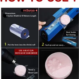 rnsurya PVC Heat Shrink film Transparent, Sizes Width 3 Inch & length 10 meter X 5 pack Security Bag image 4