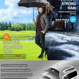 NIVKEZ Auto Open Extra Large Golf Umbrella Rain ,Wind Resistant With Sun UV Protection Translucent Reflector Umbrella image 5