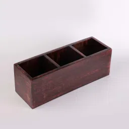 the decor mart Partitioned Brown MDF Cutlery Holder image 5