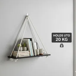 aliya handicrafts RopeHanger_Round_2T Wooden Wall Shelf image 2