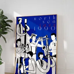 SAF Blue & White 1 Piece Wood Abstract Wall Paintings-picture-41