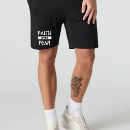 FABSTIEVE Men Typography Printed Monochrome Low-Rise Cotton Shorts-picture-37