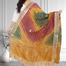 Moda Rapido Dyed Bandhani Dupatta with Gotta Patti-picture-41