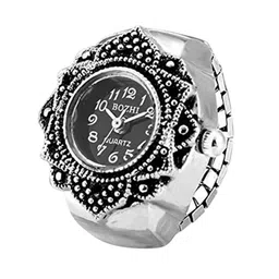 Peora Silver-Plated Analog Watch Stretchable Finger Ring image 2