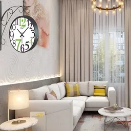 Nutts Black & White Double Sided Analogue Vintage Wall Clock image 3