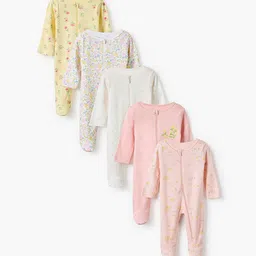 Juniors by Babyshop Girls Pack of 5 Printed Sleepsuit image 1