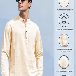 AMRIT TOP WEAR Mandarin Collar Cotton Straight Kurta image 2