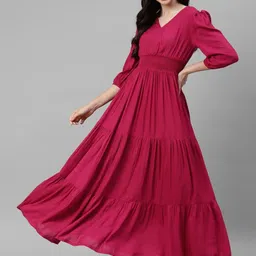 Femvy Tiered V-Neck Fit & Flare Maxi Dress-image-61