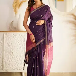 Lyzoo Ethnic Motifs Zari Pure Cotton Saree image 5