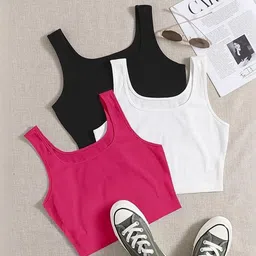 KERI PERRY Pack of 3 Square Neck Tank Crop Top-picture-12