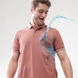 TURMS Men Anti Odour Solid Polo Collar Cotton T-shirt image 1