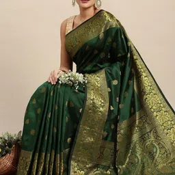 Snofi Creation Floral Woven Design Zari Kanjeevaram Saree image 5