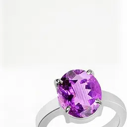 Sidharth Gems 11.25 Ratti 10.00 KT Amethyst Silver Plated Katela Ring image 1