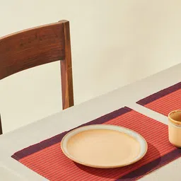 Fabindia Red & Brown 6 Pieces Textured Shubhika Cotton Table Placemats image 1