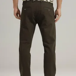Basics Men Textured Relaxed Tapered Fit Mid-Rise Cotton Trousers image 4