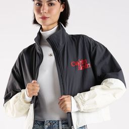 Calvin Klein Jeans Relaxed Fit Colourblocked High-Neck Windcheater Open Front Jacket-picture-19