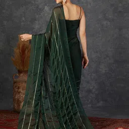 DIVASTRI Embellished Mirror Work Pure Georgette Saree image 4