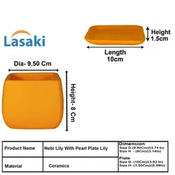 LASAKI Nebi Orange-Colored Ceramic Planter With Plate image 2