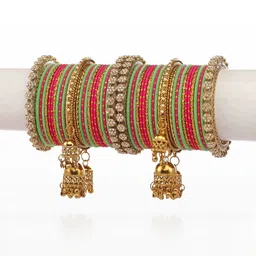 RIJOLI Alloy Zircon Artificial Stones and Beads Bangle With Latkan kada image 2