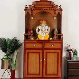 DZYN Furnitures Brahma Kostha Brown Large Floor Rested Pooja Temple-picture-30
